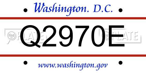 Q2970E District Of Columbia License Plate
