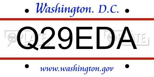 Q29EDA District Of Columbia License Plate
