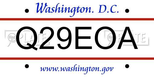 Q29EOA District Of Columbia License Plate