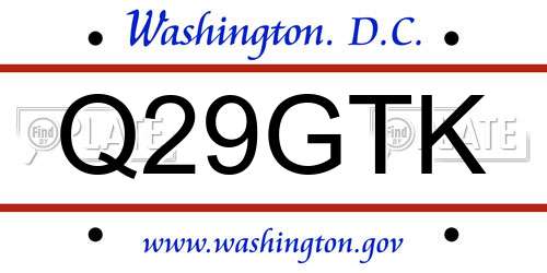 Q29GTK District Of Columbia License Plate
