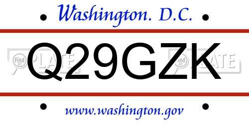 Q29GZK District Of Columbia License Plate