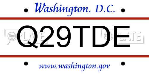 Q29TDE District Of Columbia License Plate