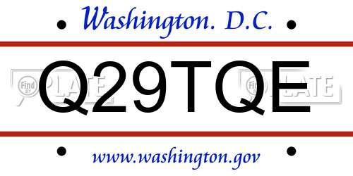 Q29TQE District Of Columbia License Plate