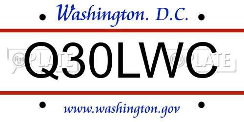 Q30LWC District Of Columbia License Plate