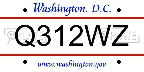 Q312WZ District Of Columbia License Plate