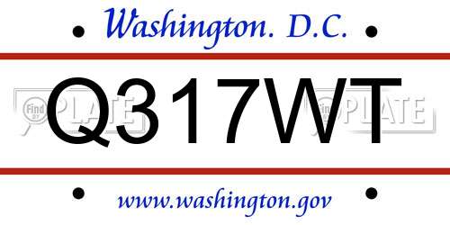 Q317WT District Of Columbia License Plate