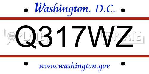 Q317WZ District Of Columbia License Plate