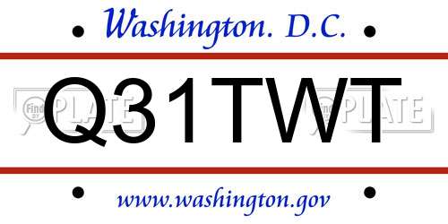 Q31TWT District Of Columbia License Plate