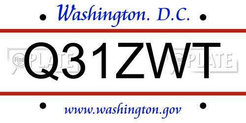 Q31ZWT District Of Columbia License Plate