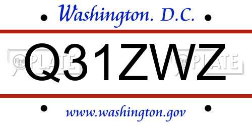 Q31ZWZ District Of Columbia License Plate