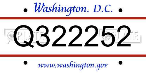 Q322252 District Of Columbia License Plate