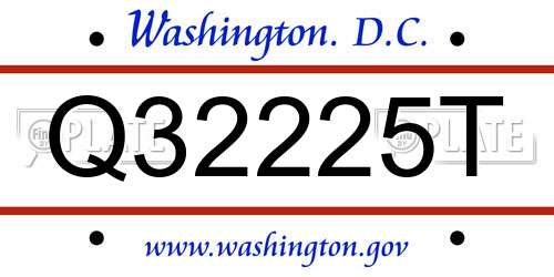 Q32225T District Of Columbia License Plate