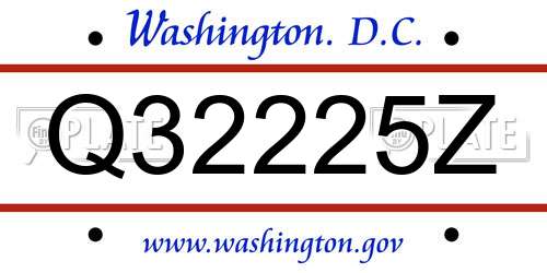 Q32225Z District Of Columbia License Plate