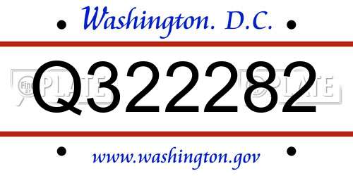 Q322282 District Of Columbia License Plate
