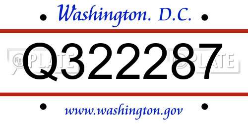 Q322287 District Of Columbia License Plate