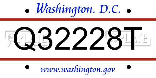 Q32228T District Of Columbia License Plate