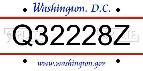 Q32228Z District Of Columbia License Plate