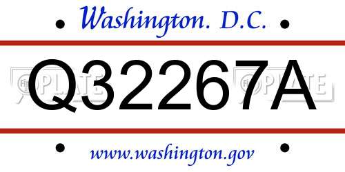 Q32267A District Of Columbia License Plate