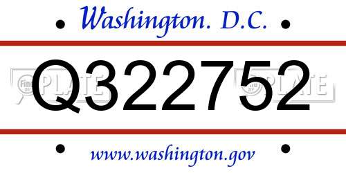 Q322752 District Of Columbia License Plate