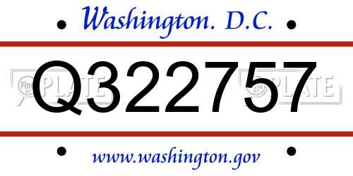Q322757 District Of Columbia License Plate