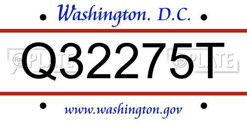 Q32275T District Of Columbia License Plate