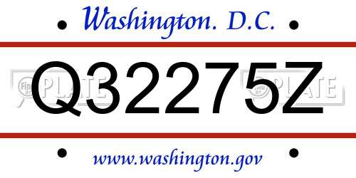 Q32275Z District Of Columbia License Plate