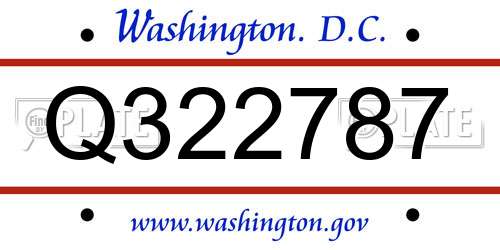 Q322787 District Of Columbia License Plate
