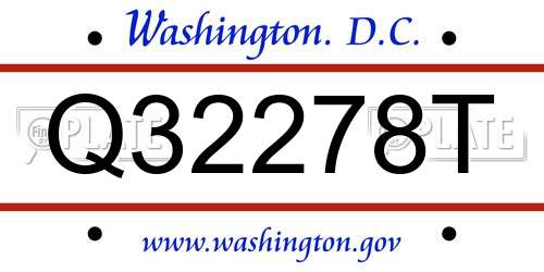 Q32278T District Of Columbia License Plate