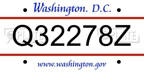 Q32278Z District Of Columbia License Plate