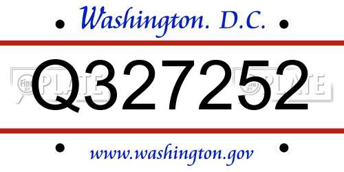 Q327252 District Of Columbia License Plate