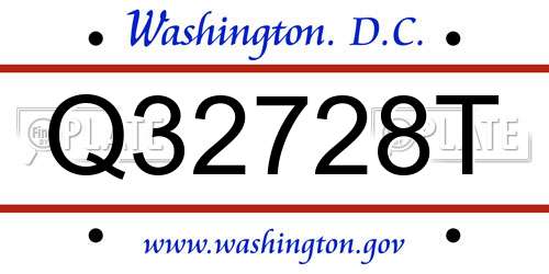 Q32728T District Of Columbia License Plate