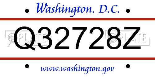 Q32728Z District Of Columbia License Plate