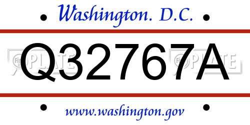 Q32767A District Of Columbia License Plate