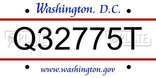 Q32775T District Of Columbia License Plate