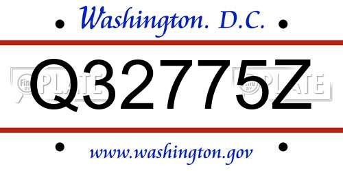Q32775Z District Of Columbia License Plate