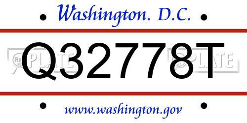 Q32778T District Of Columbia License Plate