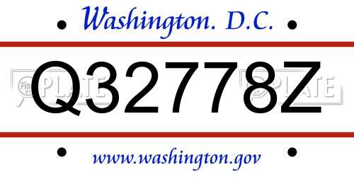 Q32778Z District Of Columbia License Plate