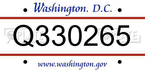 Q330265 District Of Columbia License Plate