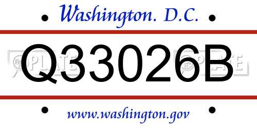 Q33026B District Of Columbia License Plate