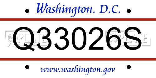 Q33026S District Of Columbia License Plate
