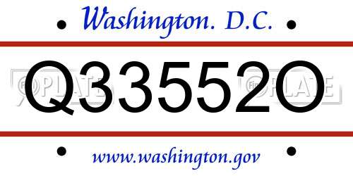 Q33552O District Of Columbia License Plate