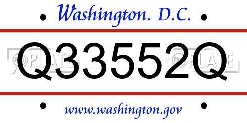 Q33552Q District Of Columbia License Plate