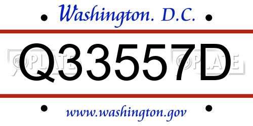 Q33557D District Of Columbia License Plate