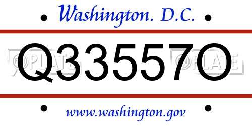 Q33557O District Of Columbia License Plate