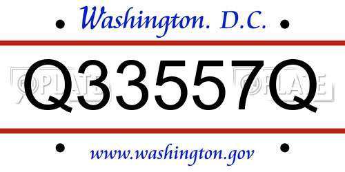 Q33557Q District Of Columbia License Plate