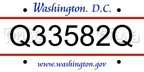 Q33582Q District Of Columbia License Plate