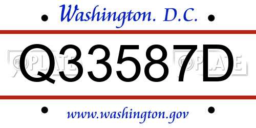 Q33587D District Of Columbia License Plate