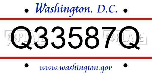 Q33587Q District Of Columbia License Plate