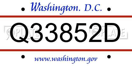 Q33852D District Of Columbia License Plate