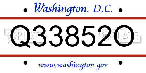 Q33852O District Of Columbia License Plate